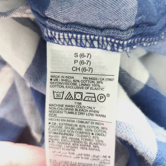 Old Navy Girls Blue Buffalo Plaid Summer Dress Small 6-7 Sleeveless - Picture 5 of 5